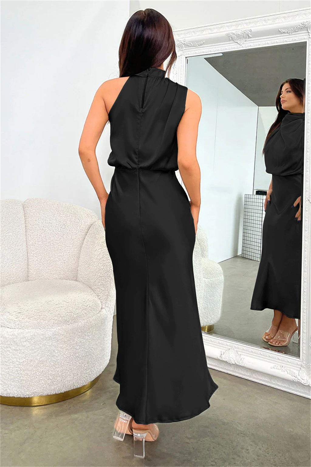 Rosa - Satin Halter Slip Maxi