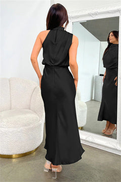 Rosa - Satin Halter Slip Maxi