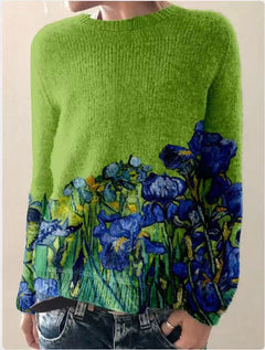 Sofia - Jumper with Iris Print — Emerald green