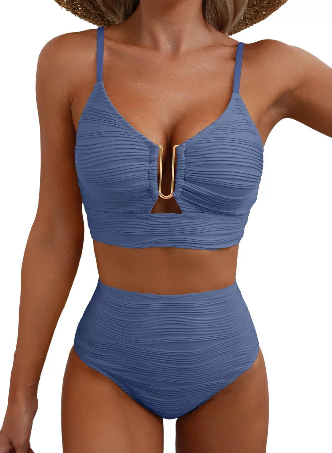 Charlotte - Bikini with Gold Ring Detail — Grey