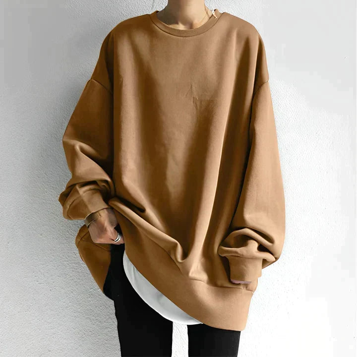 Clementine - Oversized Longline Sweatshirt — Brown