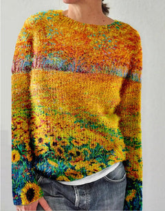 Sofia - Jumper with Iris Print — Yellow orange