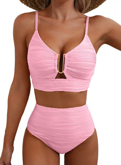 Charlotte - Bikini with Gold Ring Detail — Pink