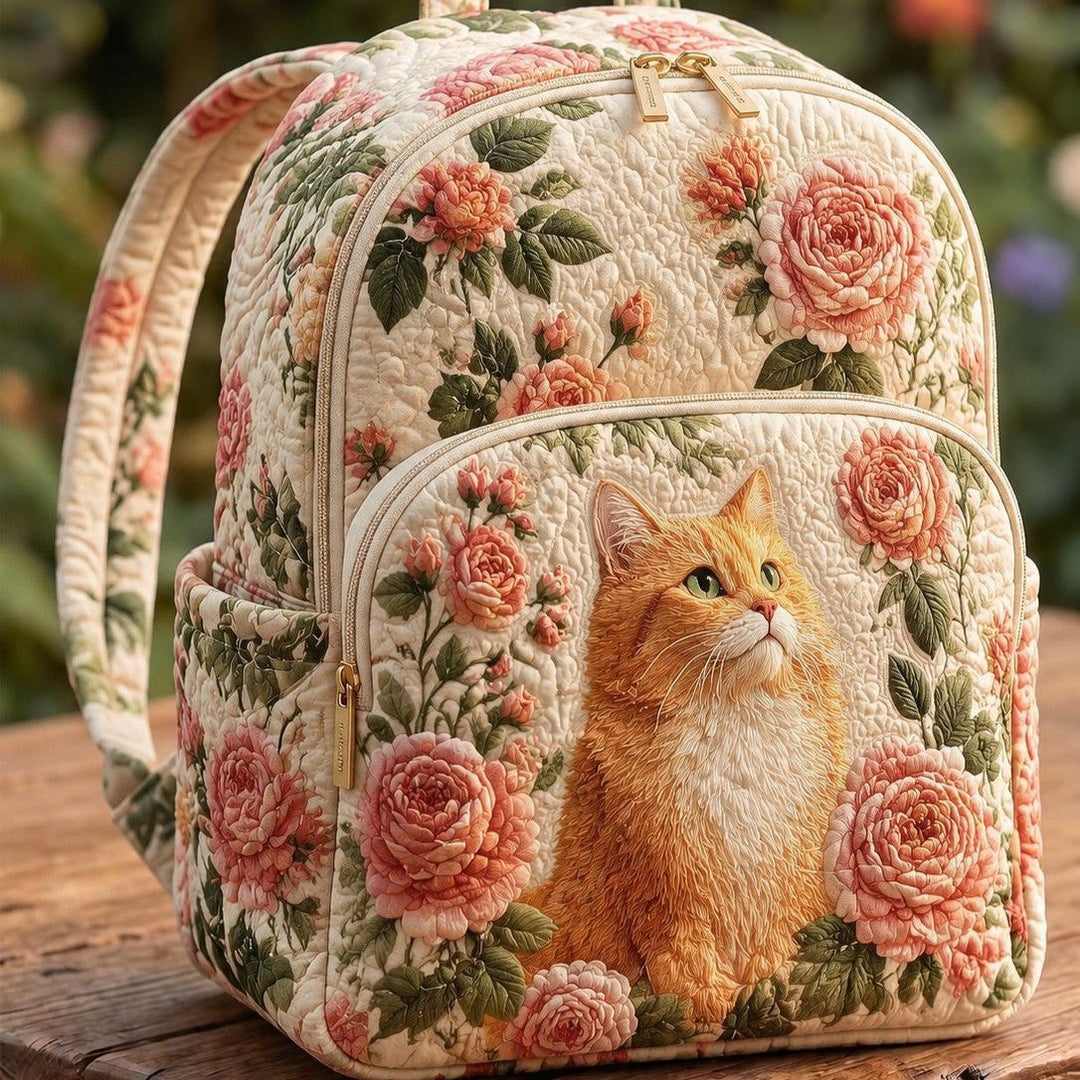 Zuri - Ginger Cat Quilted Backpack