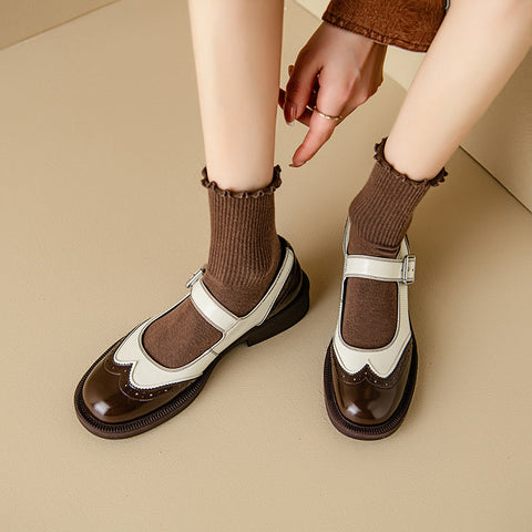 Cecile - Scalloped Mary Jane Flats