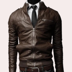 Cormac - Leather Biker Jacket — Brown