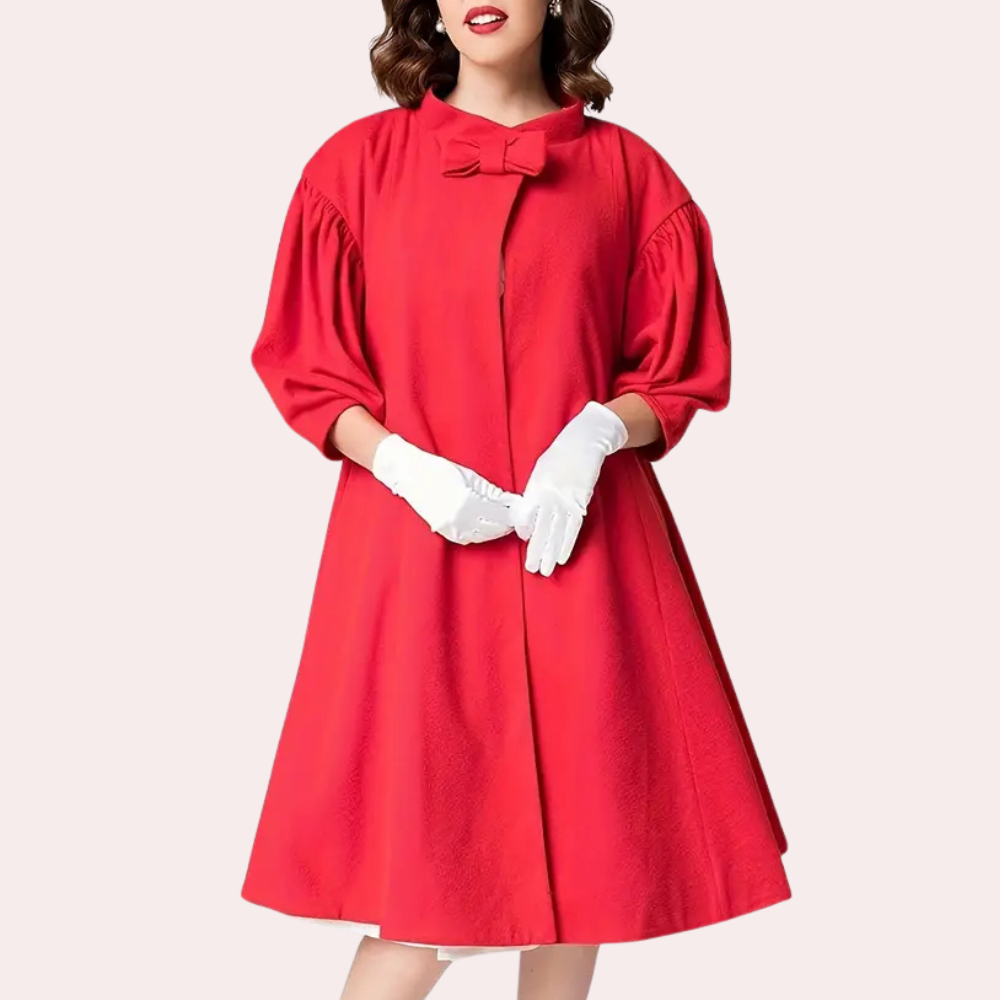 Frankie - Red Swing Coat with Bow — Red