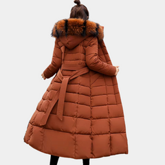 Wendy - Belted Puffer with Fur Hood