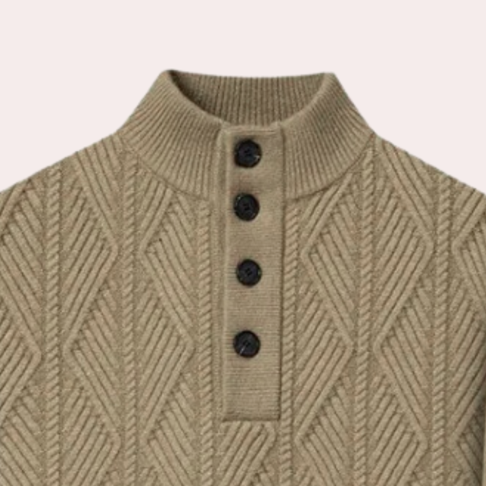 Michael - Cable Knit Henley Jumper