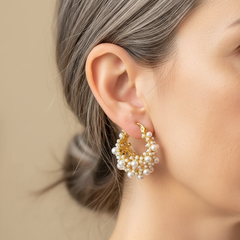 Alba - Vintage Pearl Cluster Earrings