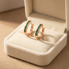 Elara - Green Crystal Hoop Earrings
