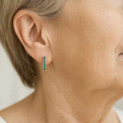 Elara - Green Crystal Hoop Earrings