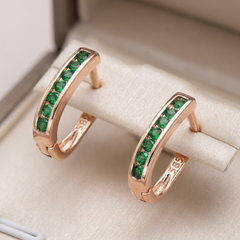 Elara - Green Crystal Hoop Earrings
