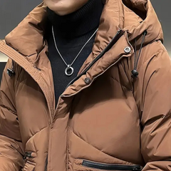 Preston - Padded Hooded Jacket in Tan