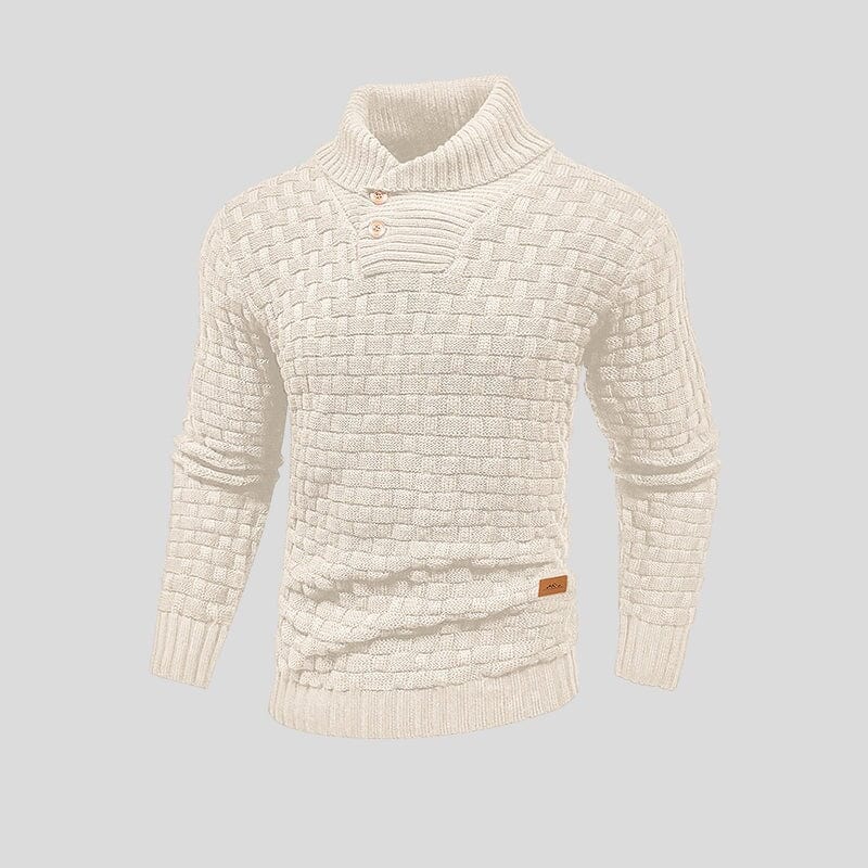 Sebastian - Textured Button Neck Jumper
