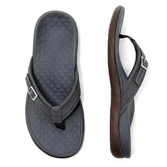 Veronica - Denim Toe Post Sandals — Black