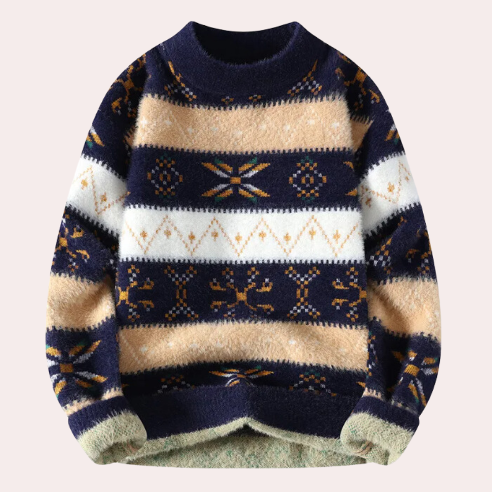 Douglas - Fair Isle Knit Jumper — Navy blue