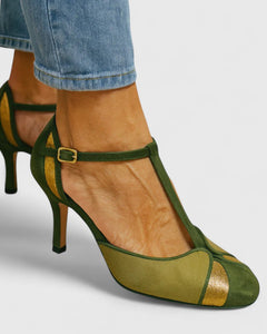 Dorothea - Suede T-Bar Court Heels
