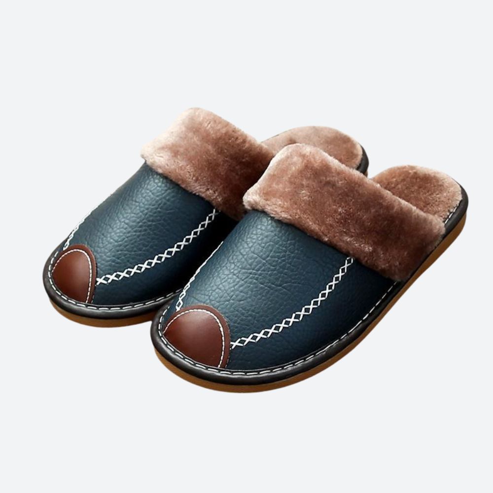 Douglas - Fur Lined Slippers — Blue