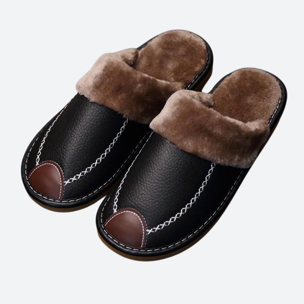 Douglas - Fur Lined Slippers — Black