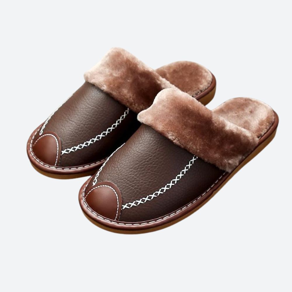Douglas - Fur Lined Slippers — Brown