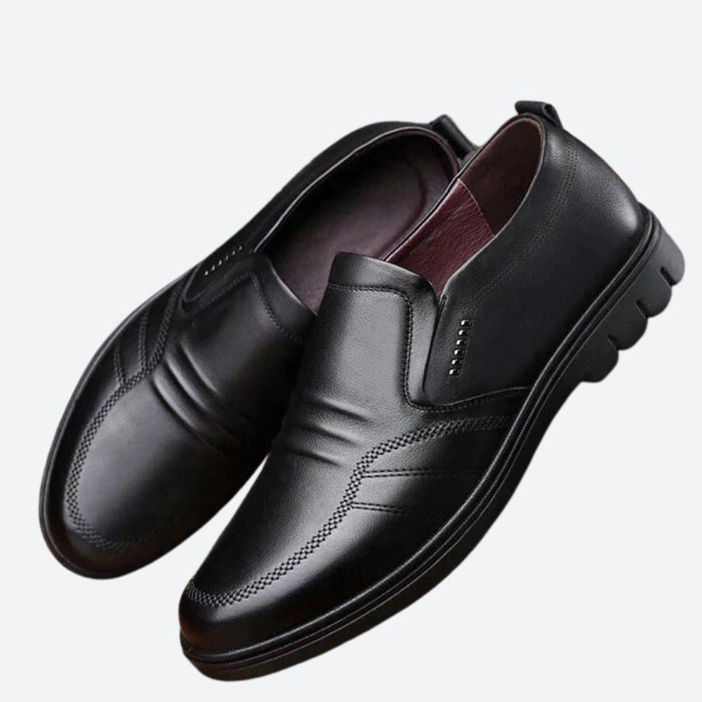 Rafferty - Leather Comfort Slip Ons — Black