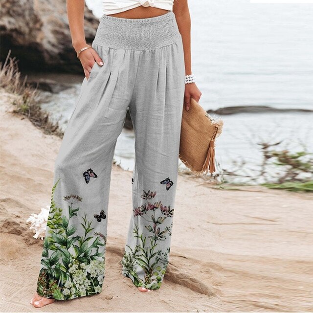 Kimberley - Linen Trousers with Embroidery — Green