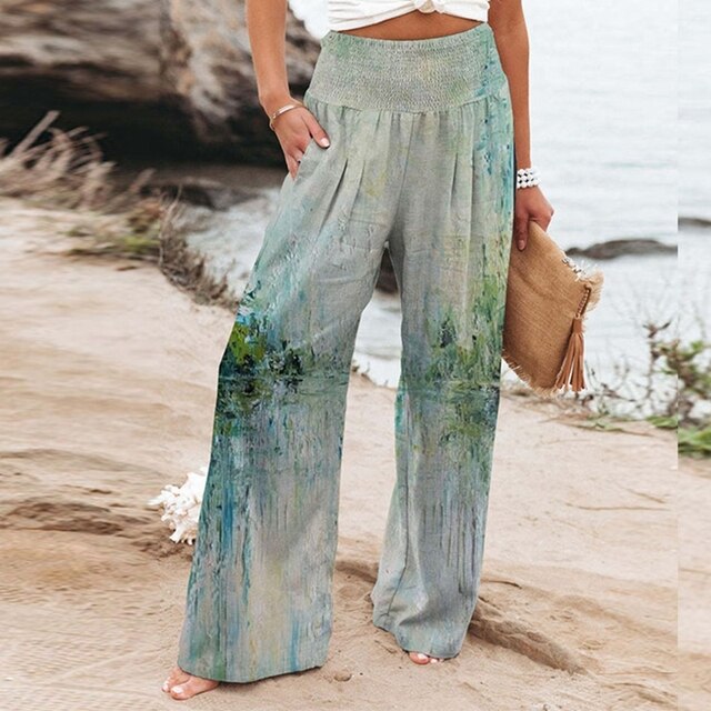 Kimberley - Linen Trousers with Embroidery — Light green