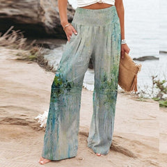 Kimberley - Linen Trousers with Embroidery — Light green