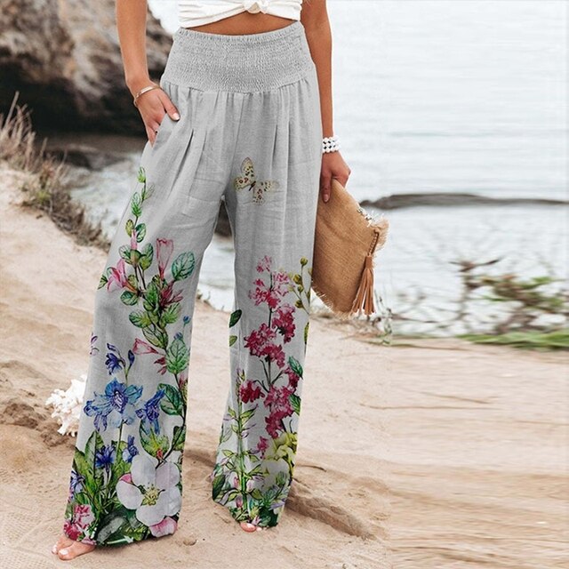Kimberley - Linen Trousers with Embroidery — Multicoloured 2