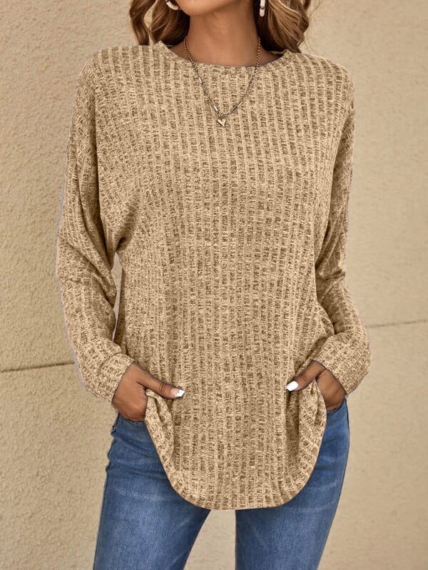 Genevieve - Waffle Knit Top with Pockets — Khaki