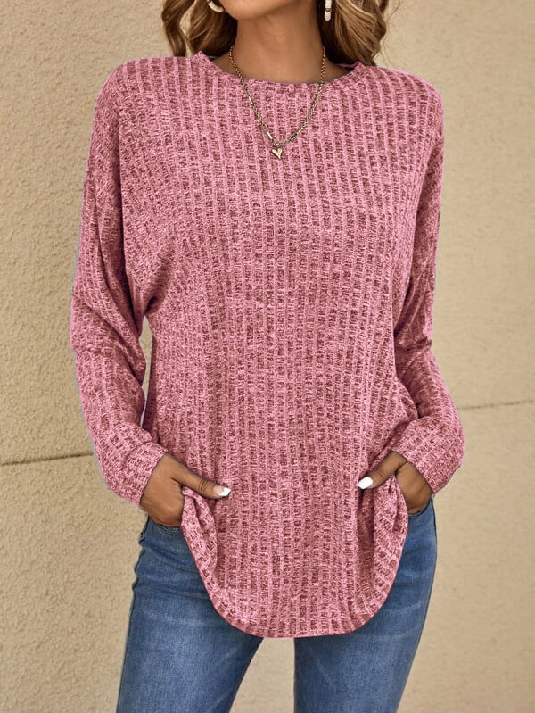 Genevieve - Waffle Knit Top with Pockets — Pink