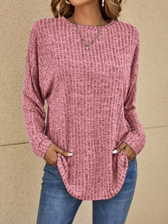 Genevieve - Waffle Knit Top with Pockets — Pink
