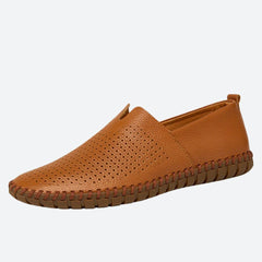Sullivan - Leather Slip on Moccasins — Brown/Punching