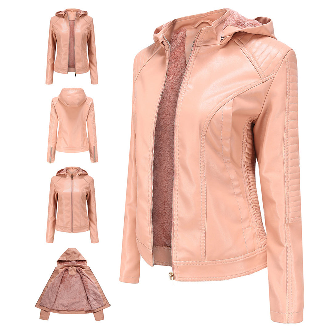 Roxanne - Hooded Faux Leather Jacket