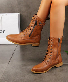 Evie - Tan Leather Lace up Boots