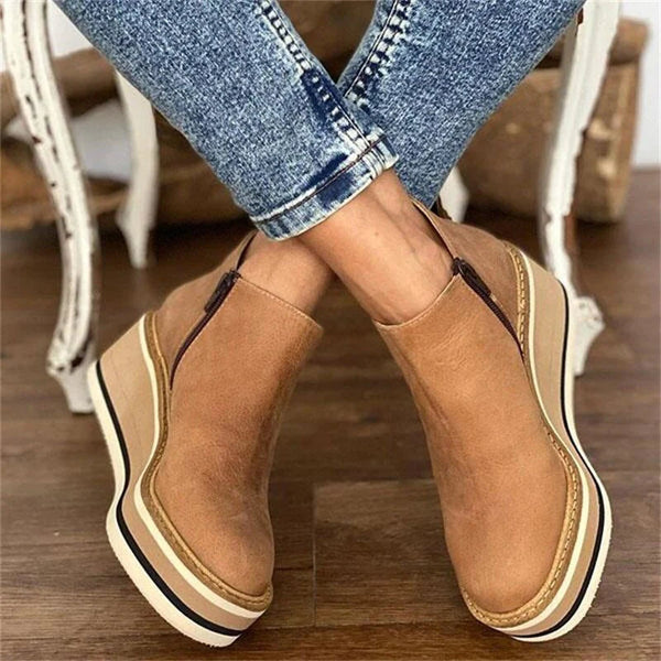 Marion - Platform Ankle Boots — Beige