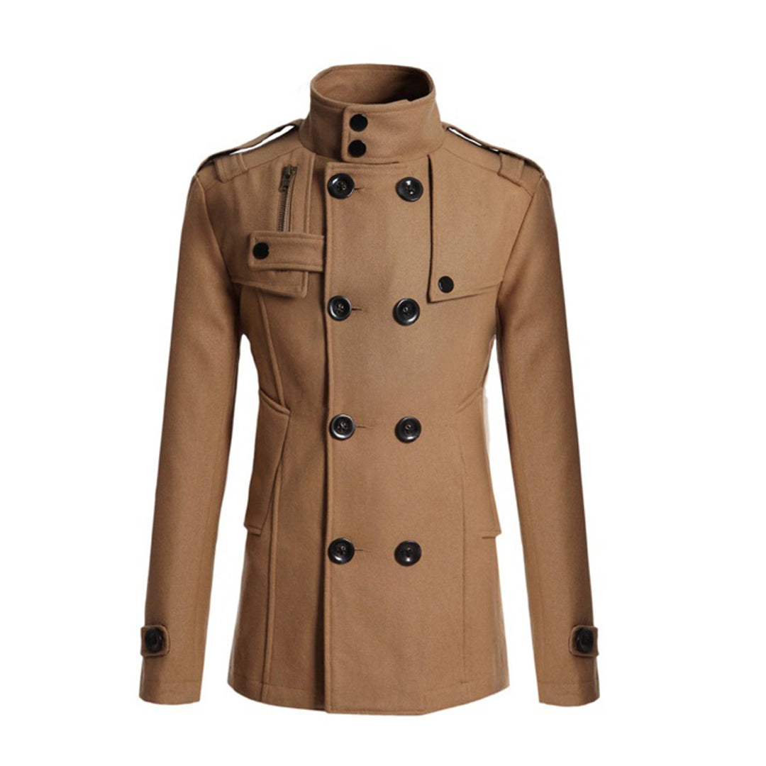 Warren - Double Breasted Wool Coat — Khaki