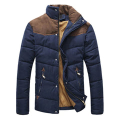 Elliot - Padded Jacket with Suede Yoke — Navy Blue