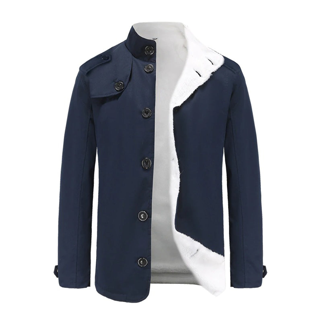 Murray - Sherpa Lined Button Coat — Navy blue
