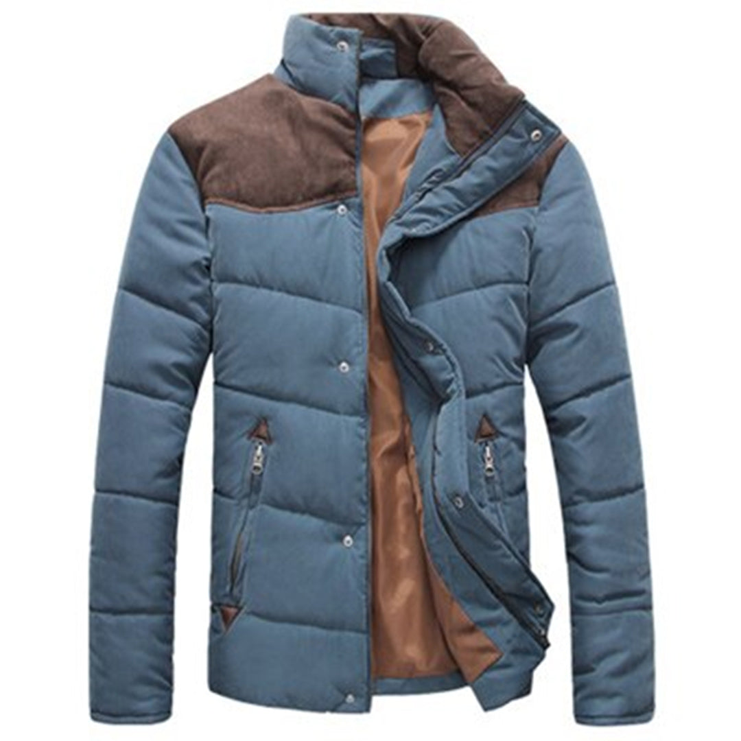 Elliot - Padded Jacket with Suede Yoke — Denim blue