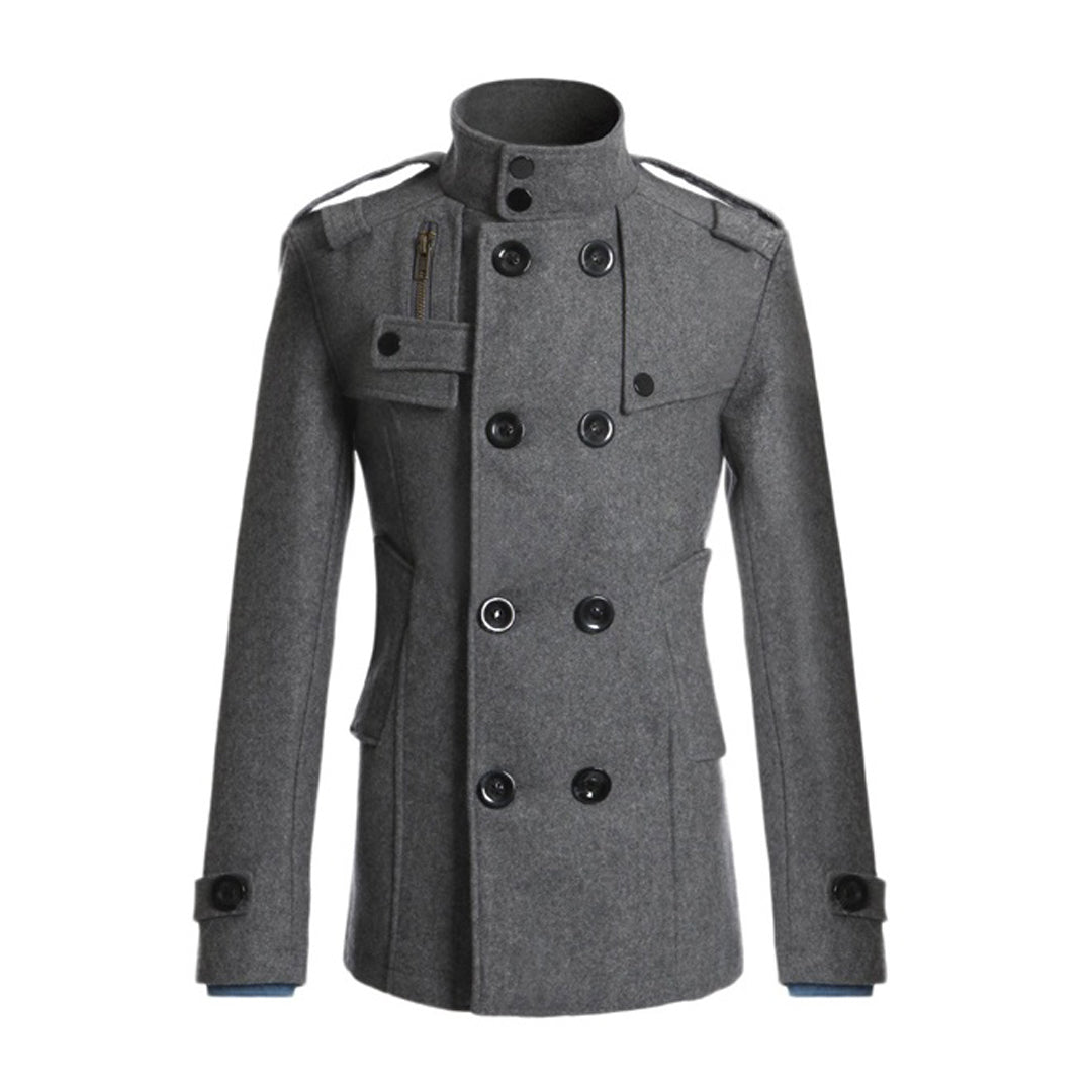 Warren - Double Breasted Wool Coat — Grey