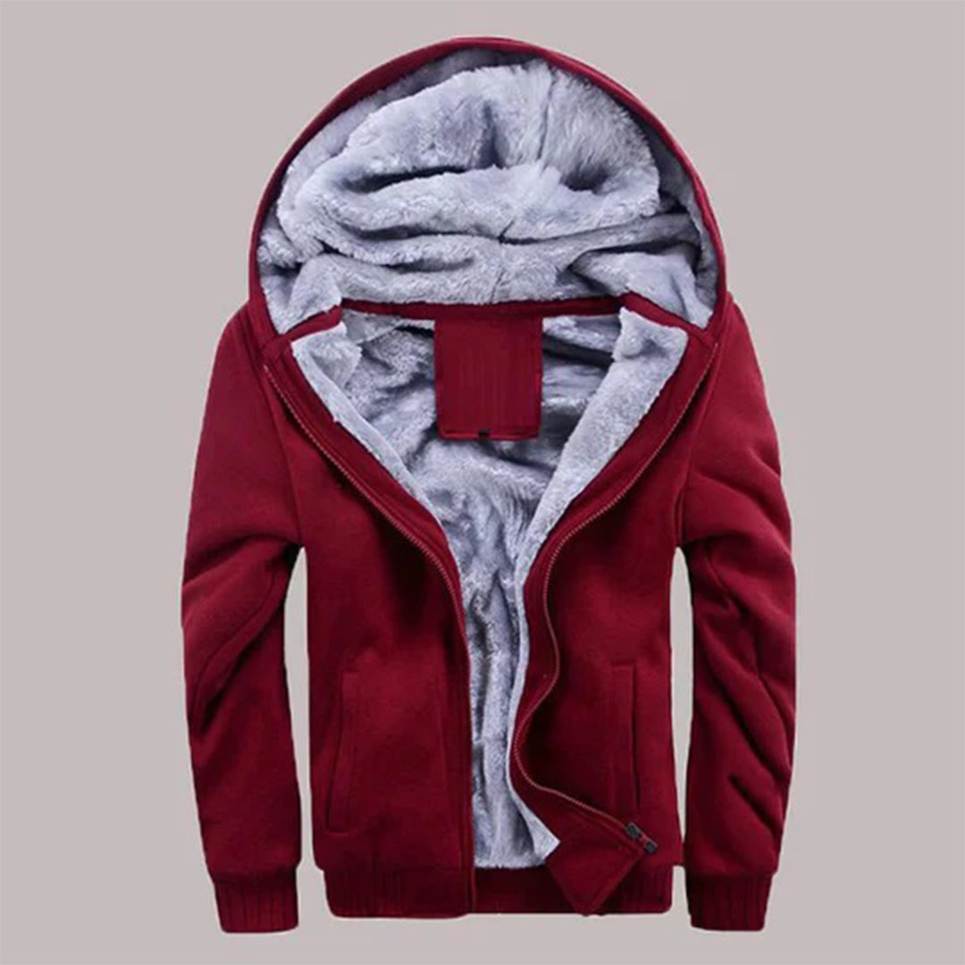 Austin - Sherpa Lined Hooded Jacket — Red