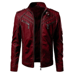 Timothy - Quilted Leather Biker Jacket — Bordeaux