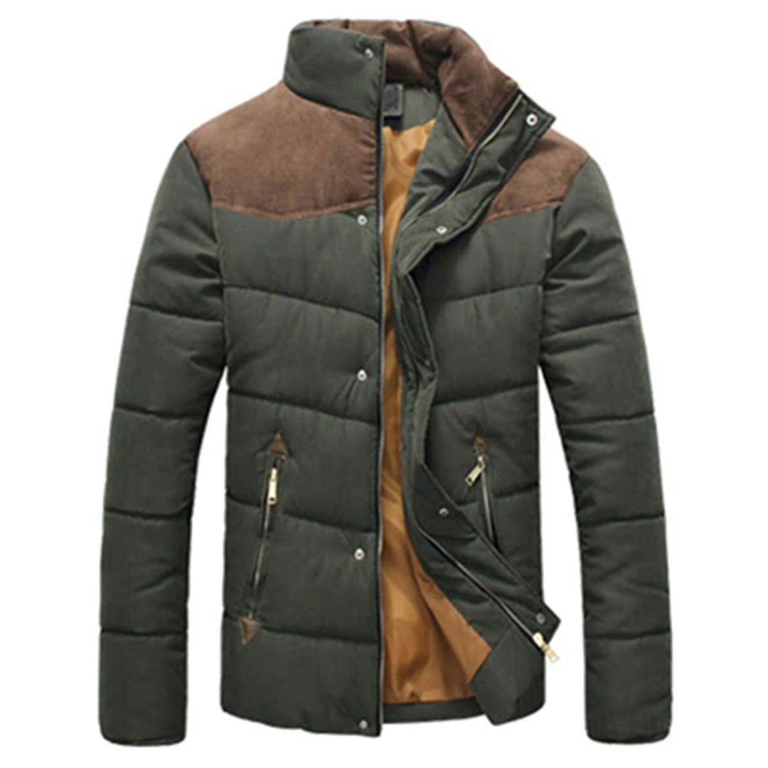Elliot - Padded Jacket with Suede Yoke — Army green