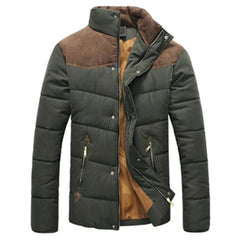 Elliot - Padded Jacket with Suede Yoke — Army green