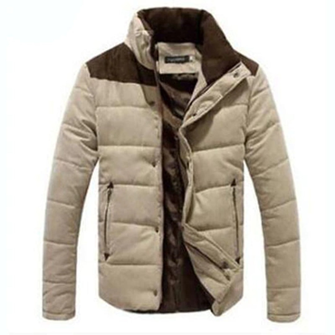 Elliot - Padded Jacket with Suede Yoke — Khaki