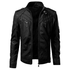 Timothy - Quilted Leather Biker Jacket — Black