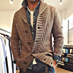 Charlie - Chunky Shawl Cardigan — Brown