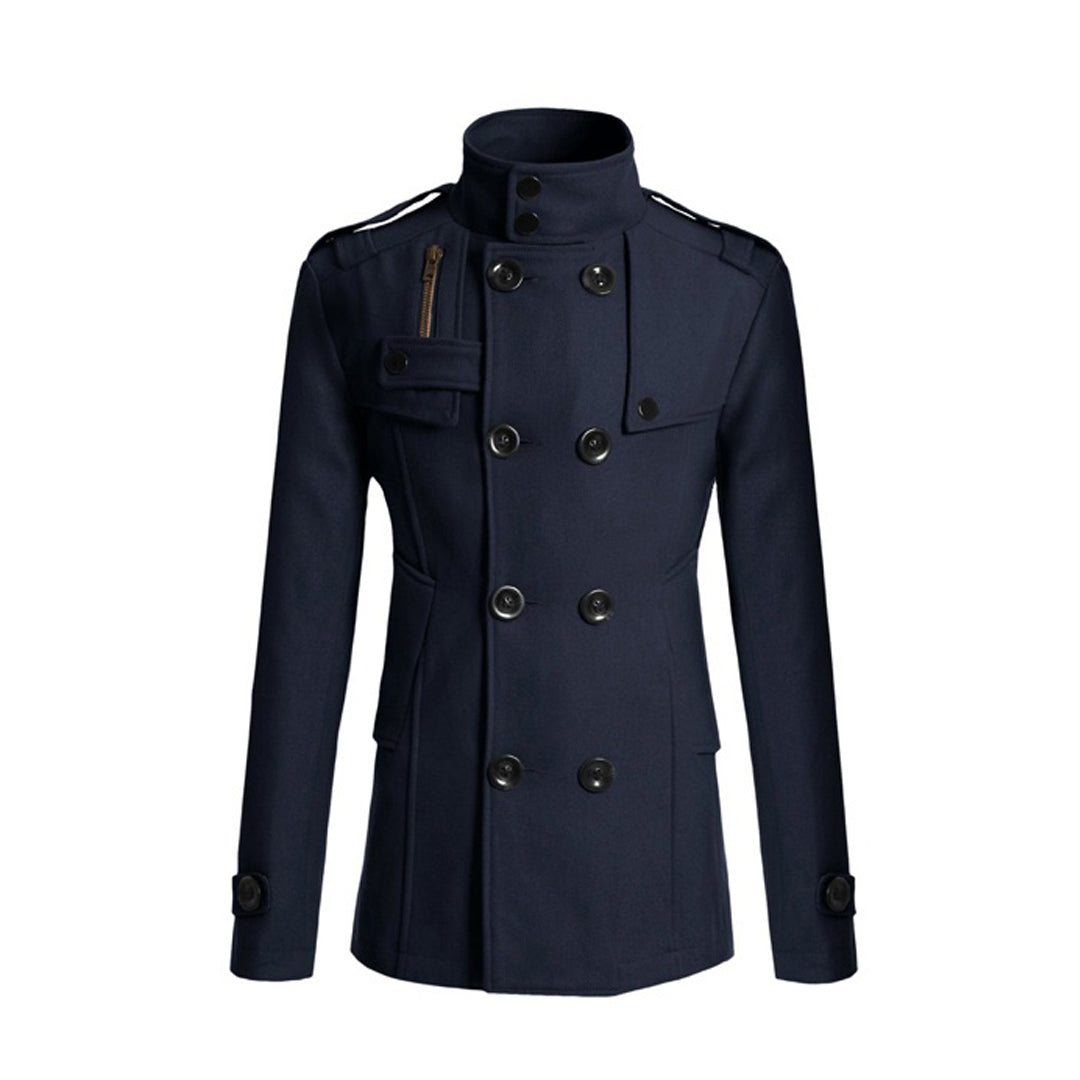 Warren - Double Breasted Wool Coat — Navy blue